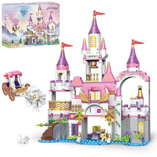 BRICK STORY Dream Girls Building Blocks Princess Castle with Carriage 516 Pieces, Castle Toys for Girls Pink Palace Creative STEM Building Toys Gift for Kids Aged 6-12