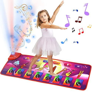 Ksasky Musical Mat 8 Instrument Sounds Piano Mat with LED Light Toy,43.3" x 14" for Children Toddlers Touch Play Dancing Mat Learning Education Toys for 1 2 3 4 5 Year Old Girls Boys Birthday Gifts