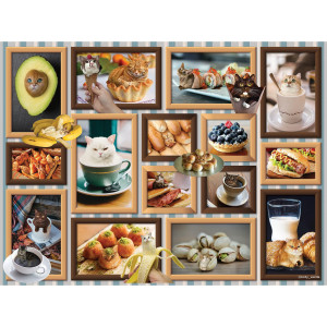 1000 Pieces Puzzle for Adults cats are Everywhere Foodie cats collage 27X20 Funny Jigsaw by KI Puzzles