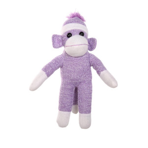 Plushland Adorable Sock Monkey, The Original Traditional Hand Knitted Stuffed Animal Toy gift-for Kids, Babies, Teens, girls and Boys Baby Doll Present Puppet (16 Purple)