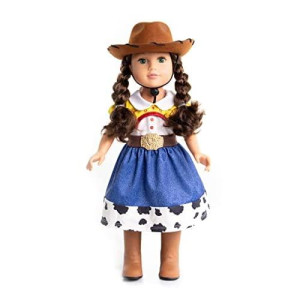 Little Adventures Cowgirl Doll Clothes with Hat (Doll Not Included) - Machine Washable Child Pretend Play and Party Doll Clothes with No Glitter