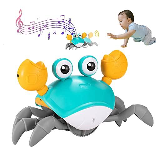 DASDSA Crawling Crab Baby Sensory Tummy time Toys for 1 Year Old boy Girl,Walking Crab Baby Toys Moving Dancing with Music and Light,Avoid Obstacles Interactive Development Baby Toys