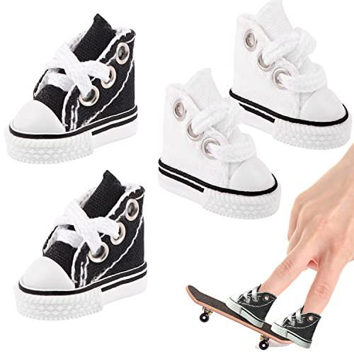 YUJUN 2 Pairs Mini Finger Shoes Fingerboard Skateboard Shoes Doll Mini Shoes Keychains Sneakers for Finger Breakdance Birds (2 Colors) Black