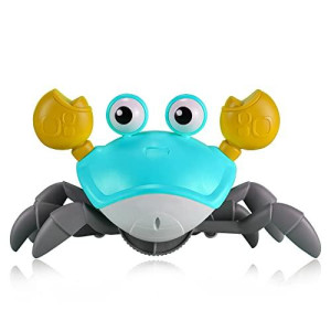 Yeaye Crawling Crab Baby Toy Gifts,Infant Tummy Time Toys, Cute Dancing Walking Moving Babies Sensory Induction Crabs with Light Up Music for 0-6 6-12 1-3 4+ Year Old Boys Girls Toddler (Green)