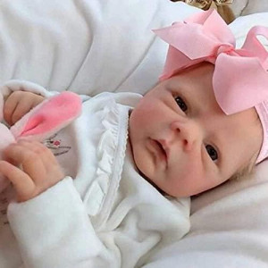 ZTDOLL Reborn Baby Dolls Girl 18 Inch Opened Eyes, Full Vinyl Body Poseable Real Life Baby and Weightd Body, Handmade Realistic Baby Doll Newborn Lifelike Dolls Exquisite Packaging (Girl)