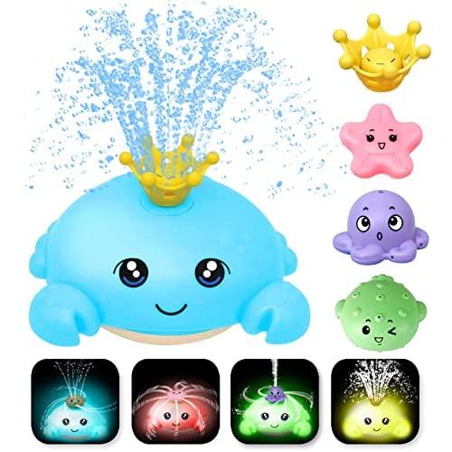 Bath Toys for Toddlers, Spray Water Baby Bath Toy, Light Up Sprinkler Bathtub Toys, Swimming Pool Bathroom Shower Water Toy for Infant Kids Boys Girls Age 3 4 5 6 Years Old - Crab Blue