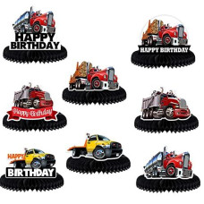 Heavy Trucks Semi Truck Happy Birthday Honeycomb Centerpieces Transportation Theme Decor for 1st Birthday Party Baby Shower Favors Supplies Decorations