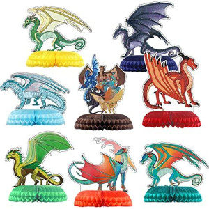 8 Pieces Wings of Fire Party Table Decorations,Wings of Fire Centerpieces for Tables Honeycomb Centerpiece Table Topper for Wings of Fire Party Favor Supplies