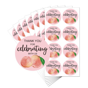 Peach Stickers Thank You for celebrating with Us Stickers 2 Inch Peach Birthday Party Favor Sticker Labels 120 Pcs Per Pack