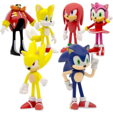JEcHOW 6 Pack Sonic The Hedgehog Action Figures Sonic The Hedgehog Toy, 314 Tall Sonic Toyserfect Kids gifts