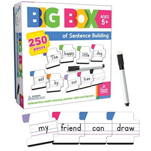 Carson Dellosa Big Box of Sentence Building Game, Puzzle Box with Sight Words, Word Families, and Digraphs Dry Erase Sentence Strips, Preschool Learning Activities, Sentence Building for Kids 5+
