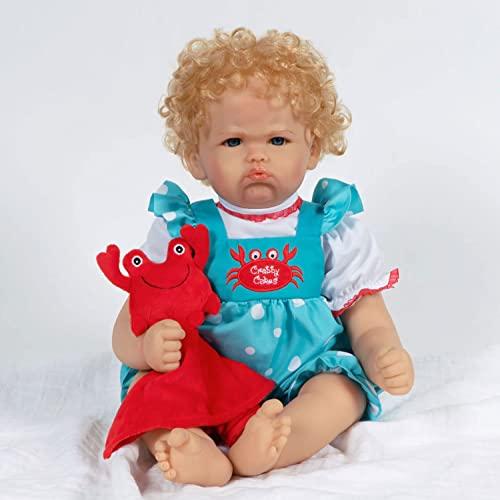 Paradise Galleries Caucasian Girl Reborn Baby Doll - 22 inch Crabby Cakes with Rooted Hair, Made in SoftTouch Vinyl
