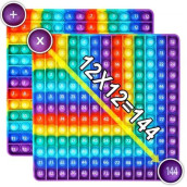 AK-SHIP Multiplication game Table, 12 X 12 Multiplication Math Board Numbers Addition and Multiplication Table in one, Rainbow Dimple Fingertip Toys, Stress Relieving (1 Piece)