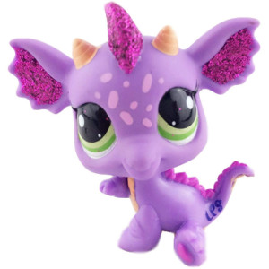 Littest Pet Shop LPS Purple Sparkle glitter Dragon 2660 green Eyes Action Figures Kids Boys girls gift
