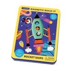 Mudpuppy Rocket Ships Magnetic Build-It Game - Magnetic Toys For Ages 4+, Fun & Compact Travel Activity For Kids, Includes 60+ Magnets And Durable Storage Tin