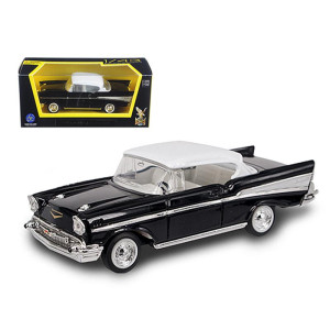 1957 chevrolet Bel Air Black with White Top 143 Diecast Model car by Road Signature