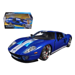 Ford gT Blue with White Stripes Fast & Furious 7 (2015) Movie 124 Diecast Model car by Jada