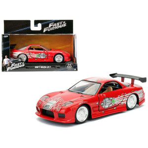 Doms Mazda RX-7 Red with graphics Fast & Furious Movie 132 Diecast Model car by Jada