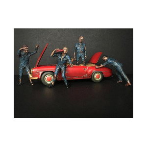 Zombie Mechanics 4 Piece Figurine Set got Zombies for 118 Scale Models by American Diorama