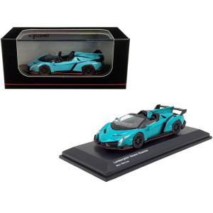 Lamborghini Veneno Roadster Light Blue with Red Line 164 Diecast Model car by Kyosho