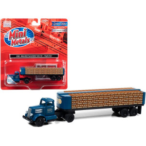 White Wc22 Truck Tractor with Bottle Trailer Dark Blue The Peoples Brewing co 187 (HO) Scale Model by classic Metal Works