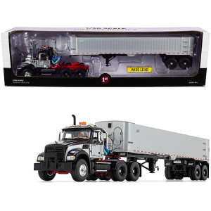 Mack granite MP Tandem-Axle Day cab with East genesis End Dump Trailer Black and Silver 150 Diecast Model by First gear