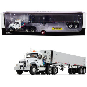 Mack granite MP Tandem-Axle Day cab with East genesis End Dump Trailer White and chrome 150 Diecast Model by First gear