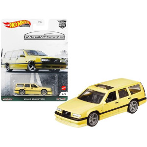 Volvo 850 Estate RHD (Right Hand Drive) with Sunroof Light Yellow Fast Wagons Series Diecast Model car by Hot Wheels