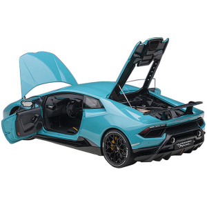 Lamborghini Huracan Performante Blu glauco Solid Blue with Black Wheels 112 Model car by Autoart