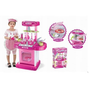 26 Portable Kitchen Appliance Oven cooking Play Set With Lights & Sound (Pink)