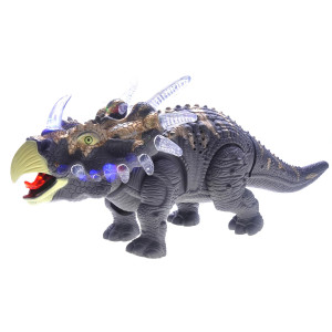 Walking Triceratops Dinosaur Toy With Lights And Sounds (gray)