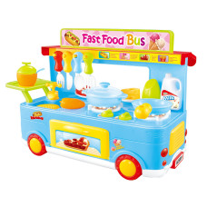 Fast Food Bus Kitchen Play Set Toy 29pcs (Blue)