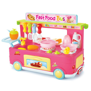 Fast Food Bus Kitchen Play Set Toy 29pcs (Pink)