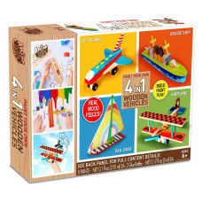 Paint Your Own 4 in 1 Wooden Vehicles craft Kit Makes 4 Vehicles