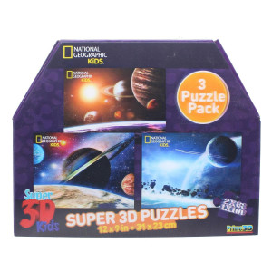 National geographic- Super 3D childrens 63100pc Space Puzzle Set of 3 12 x 9