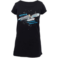 Star Trek Enterprise Ship glow Ladies Sleep Shirt Black Medium