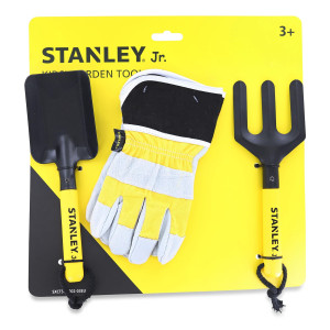 Stanley JR garden Hand Tool 3 Piece Set Hand Spade Hand Fork Work gloves