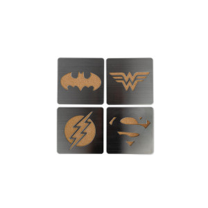 Dc comics Laser-cut Superhero Logo coaster Set Batman Superman Wonder Woman Flash