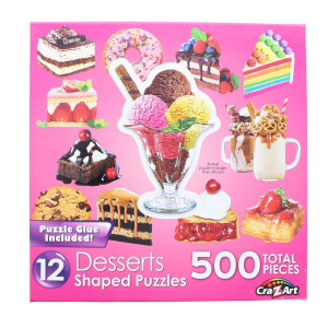 Dessert Delights 12 Mini Shaped Jigsaw Puzzles 500 color coded Pieces