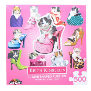 Pretty Kitties 12 Mini Shaped Jigsaw Puzzles 500 color coded Pieces