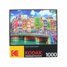 colorful Waterfront canal Buildings Amsterdam 1000 Piece Jigsaw Puzzle