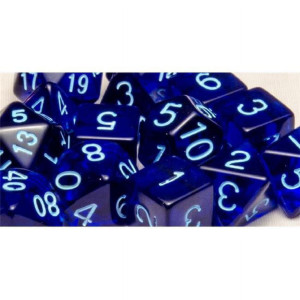 Polyhedral Translucent Dice&44 Dark Blue & Light Blue - Set of 15