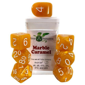 Polyhedral Dice&44 Marble caramel - Set of 7