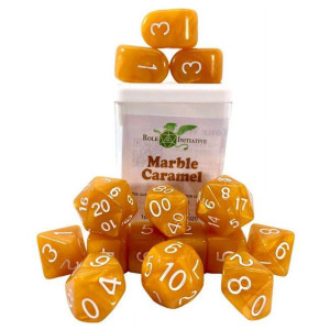 Polyhedral Dice&44 Marble caramel - Set of 15