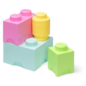 LEgO 4-Piece Storage Brick Set Pastel Blue, green, Yellow, Pink
