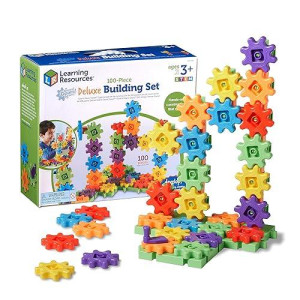 Learning Resources Gears! Gears! Gears! 100-Piece Deluxe Building Set - Ages 3+, Preschool Building Sets, Gears Toys For Kids, Stem Toys For Toddlers, Construction Toy Set, Kids Building Toy