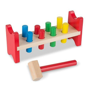 Melissa & Doug Deluxe Wooden Pound-A-Peg Toy With Hammer - Fsc Certified