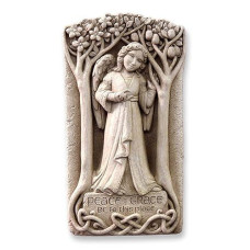 Carruth Studio, Peace And Grace Wall Plaque Figurine, Original Sculpture Handcrafted In Stone, Artisan Made