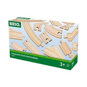 Brio World 33402 Expansion Pack Intermediate Wooden Train Tracks For Kids Age 3 And Up