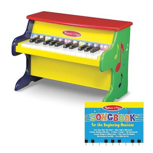 Melissa & Doug Learn-To-Play Piano With 25 Keys And Color-Coded Songbook - Toy Piano For Baby, Kids Piano Toy, Toddler Piano Toys For Ages 3+, Yellow/Brown,Green